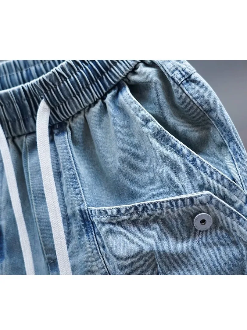 Waed Denim Jeans Men's Casual Harlan Pants Big ket Loose Fit Summer Season Breathable Comfortable Lightweight Jeans