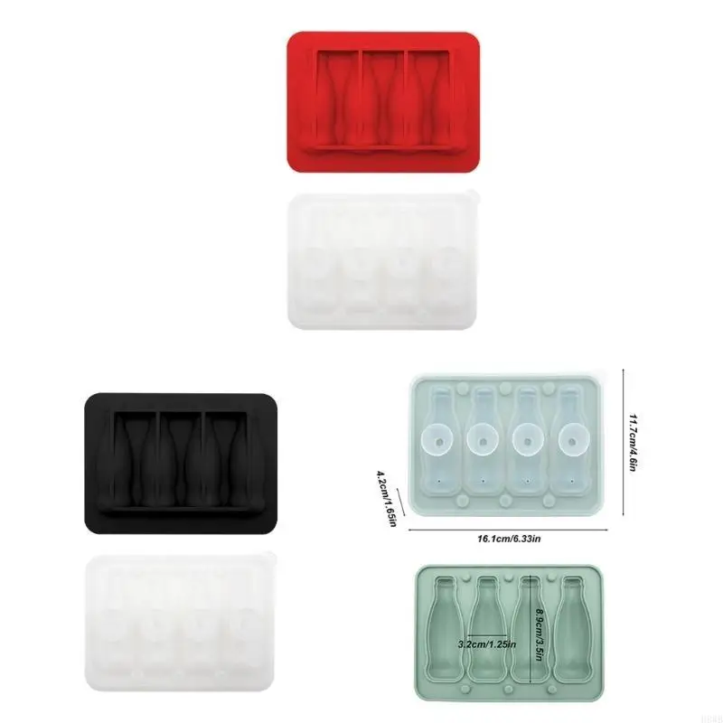 H8WB 3D Coke Bottle Shaped Ice Mold with Lid Silicone Ice Cubes Maker for Creative Drink and Parties Popsicles Making Tool
