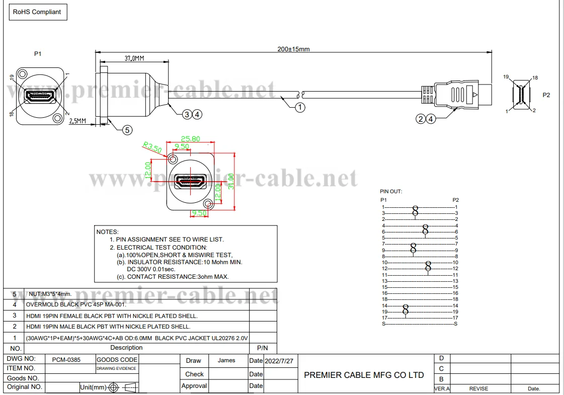 D Typ HDMI 1.4 Chassis Flansch Panel Mount Kabel 4K@30Hz Stecker auf Buchse Verlängerungskabel Auto Armaturenbrett Durchgangsbuchse – Detail 9