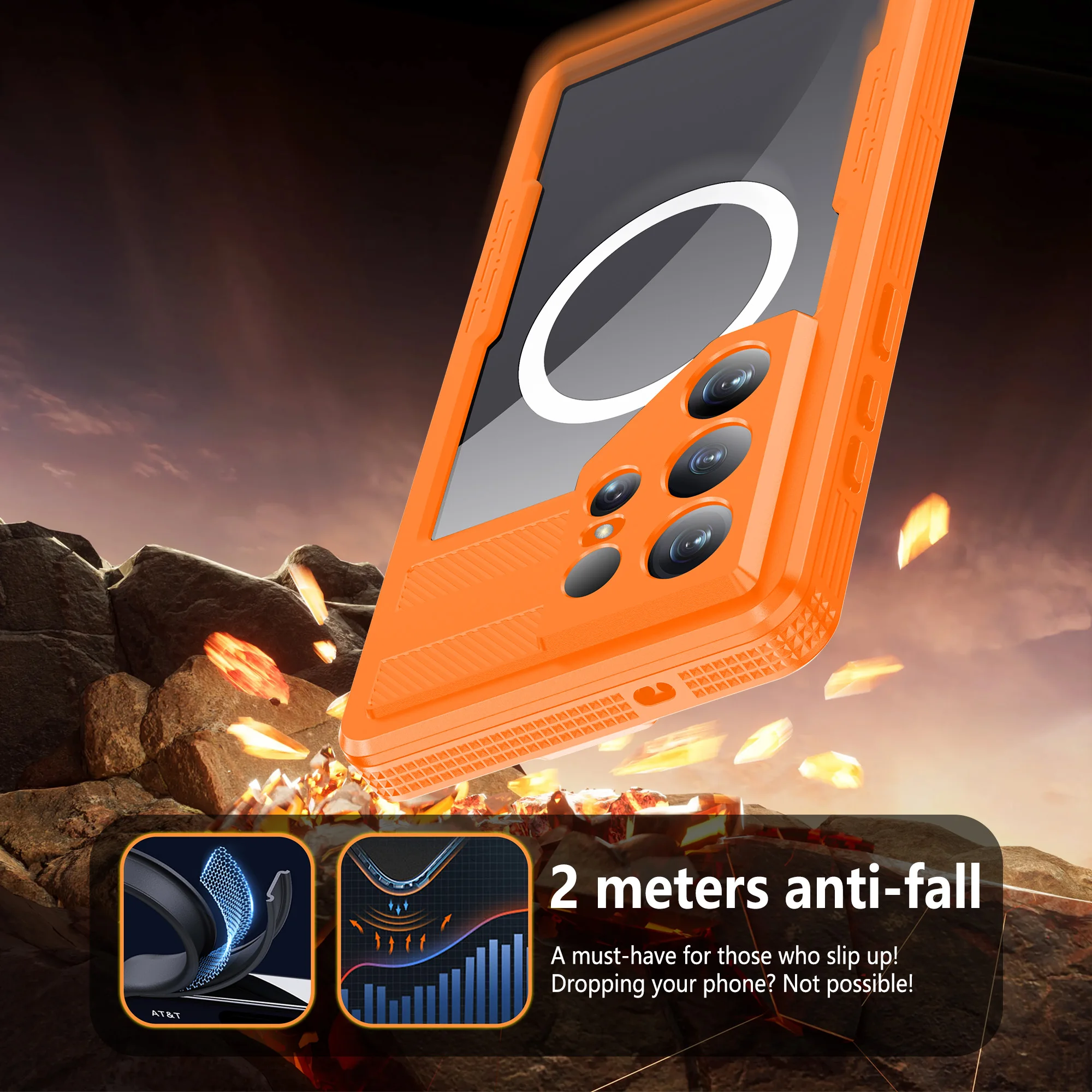 All-Round Protection IP68 Waterproof Magnetic Phone Case with MagSafe and Dustproof Features