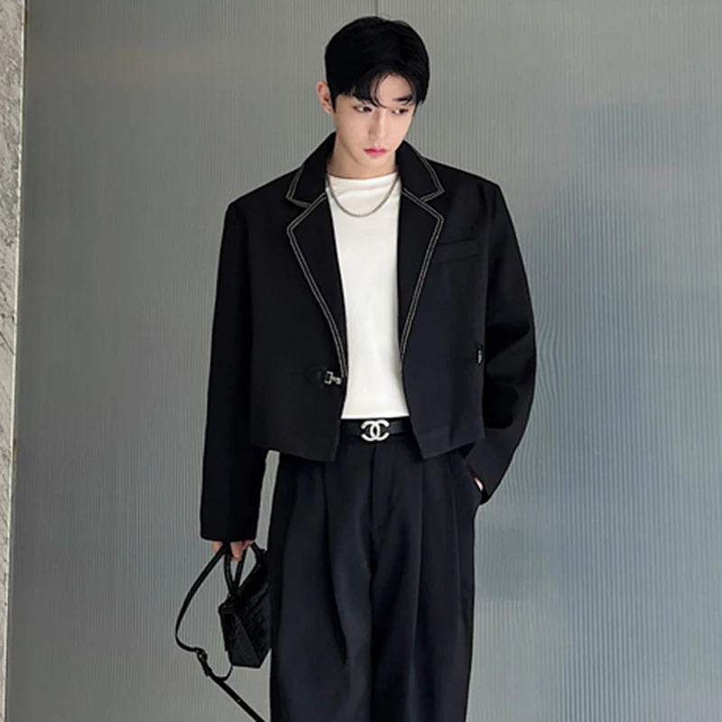 LUZHEN Original Metal Buckle Placket Design Blazer Short Jacket Men's Fashion Elegant Korean 2025 Spring New Trendy Coat LZ3653 2