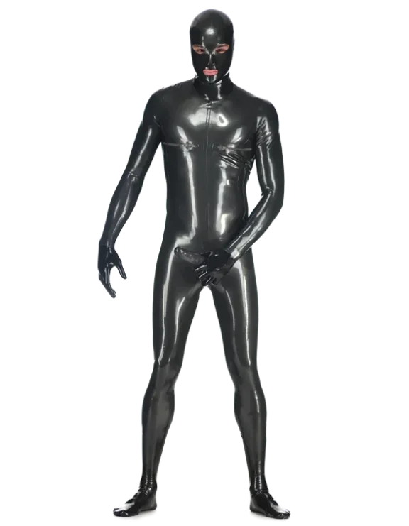 

New Latex 100% Rubber Catsuit Masquerade ball bodysuit Includes gloves, socks and headgear Gummi Mask 0.4mm fashion