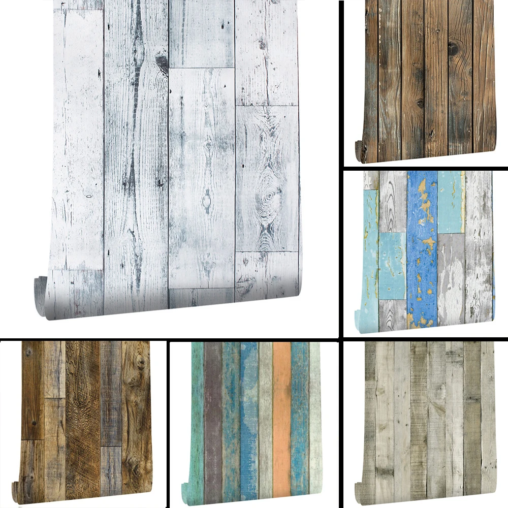 WoodVinylWallpaperRollWoodGrainSelfAdhesiveWallpaperKitchen