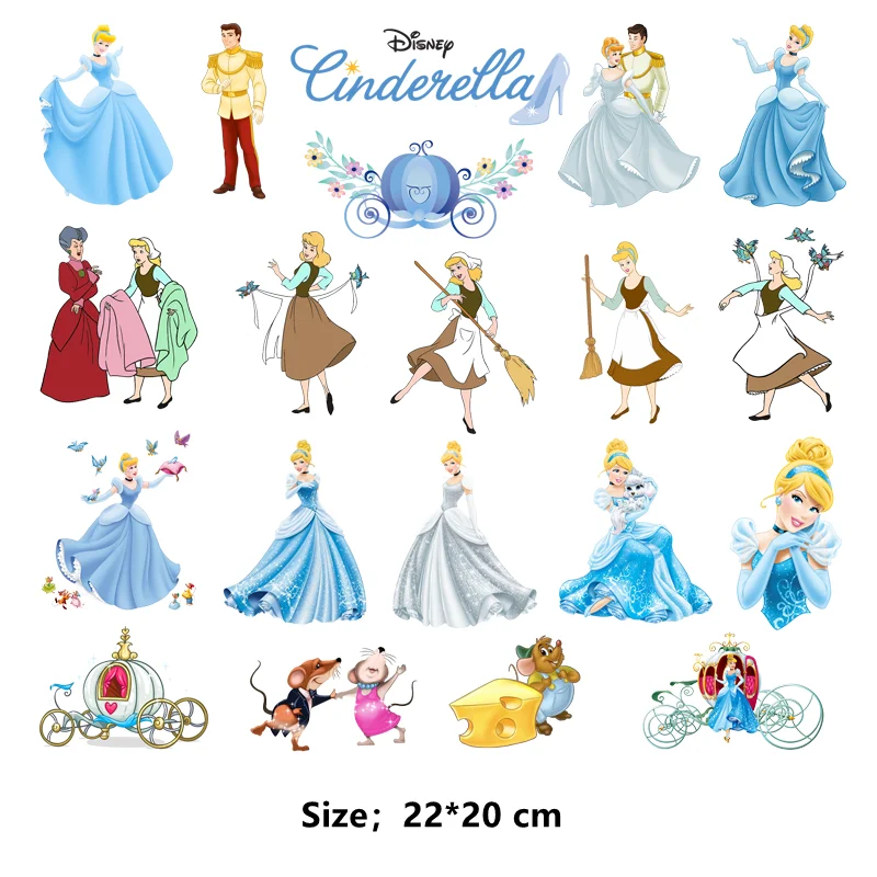 Disney movie Cinderella patch thermo-stickers for children clothes decor iron on transfer heat transfer stickers
