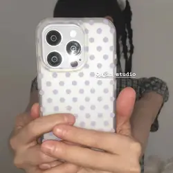 Korean - Inspired Simple Purple Polka Dot Heart Phone Case - iPhone 12 Mini (Only case)