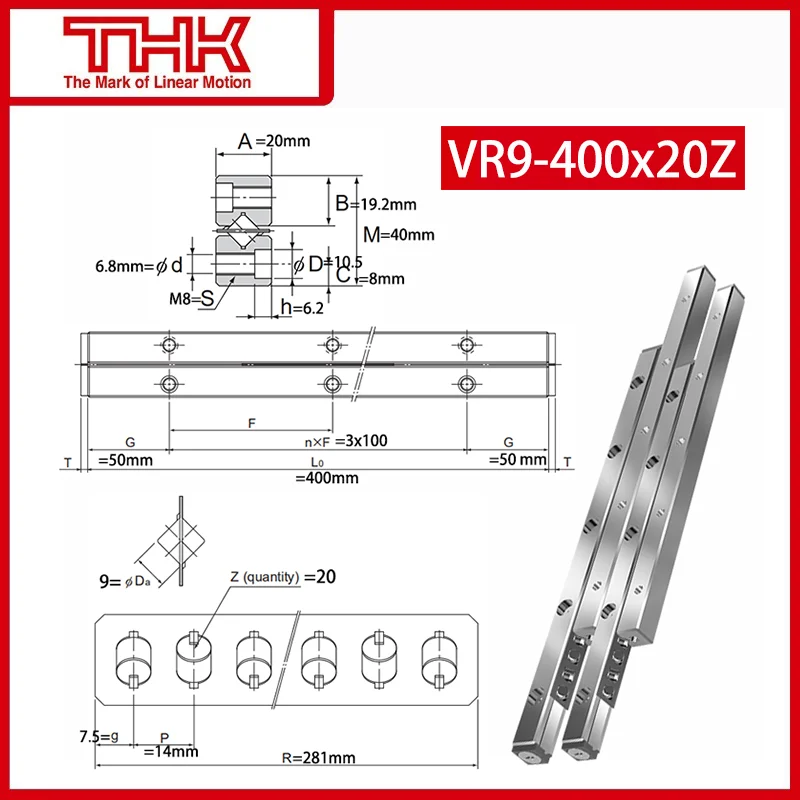 크로스 롤러 가이드 VR9 VR9-400, VR9-400 × 20Z