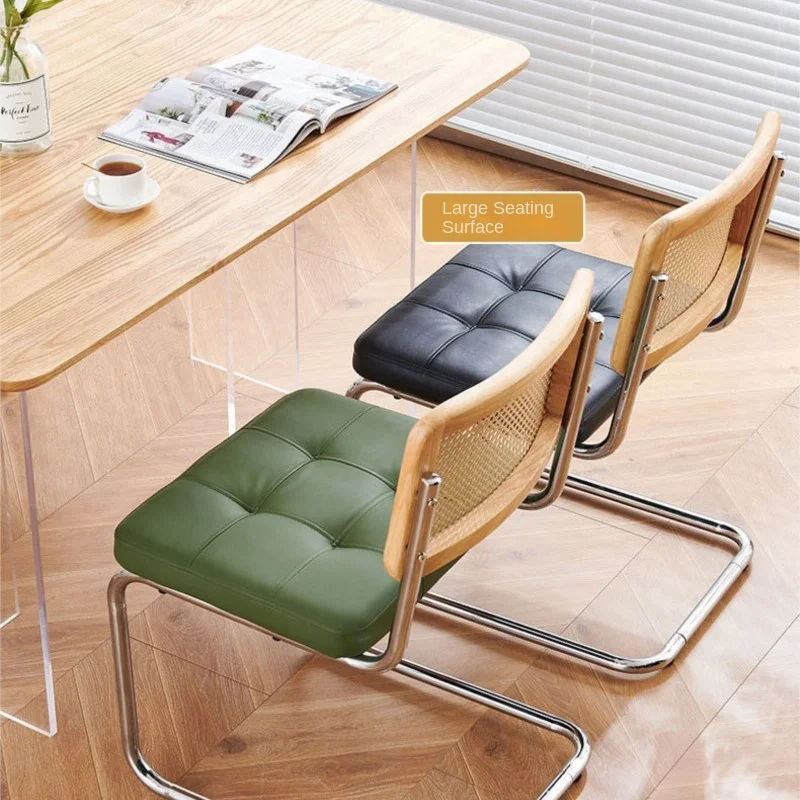 Woven Chair Nordic Style Office Rattan Chair Vintage Homestay Vintage Rattan Woven Dining Chair Home Study Living Room Backrest