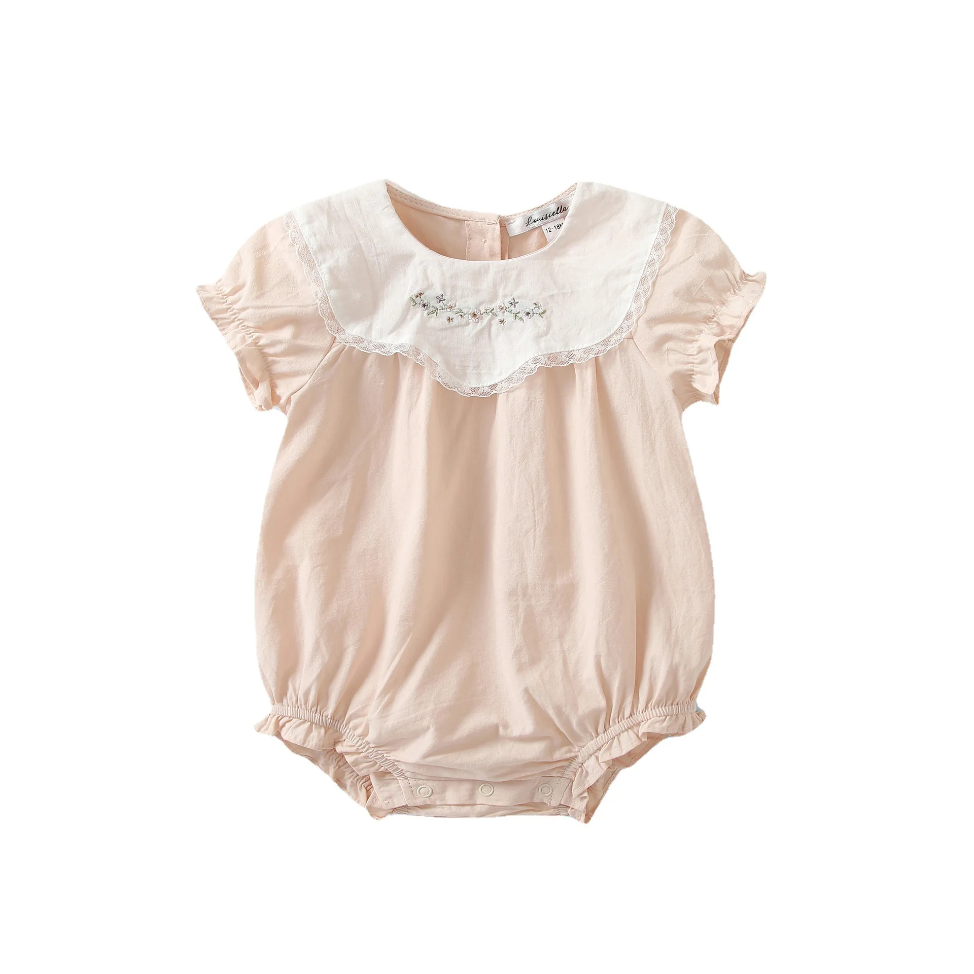 재고 여아용 귀여운 와일드 루 핑크 롬퍼, 인스 스타일, 2024 여름 신상