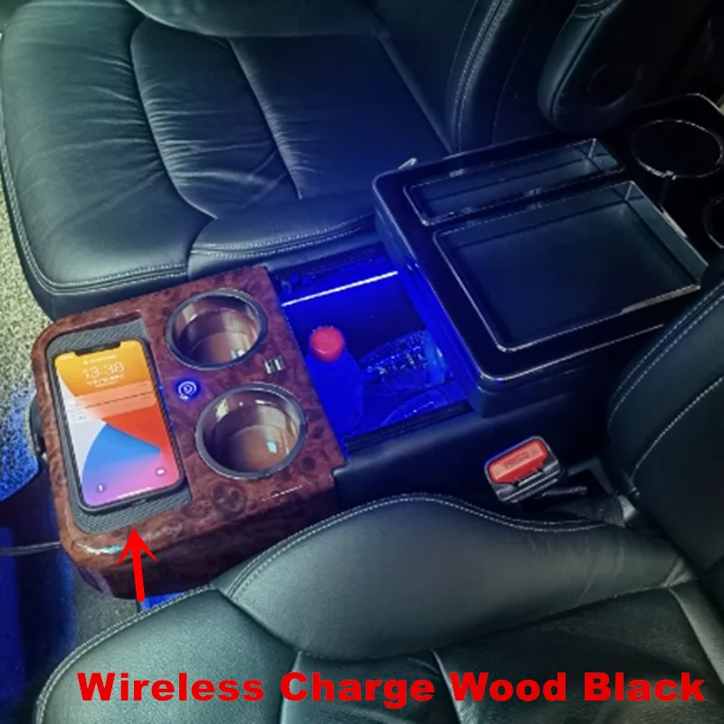 QSULNN Console Centrale di Aggiornamento con Luci LED a 7 Colori e Stazione di Ricarica USB Compatibile con VW T4 T5 T6 T7 T6.1 2003-2019, Scatola