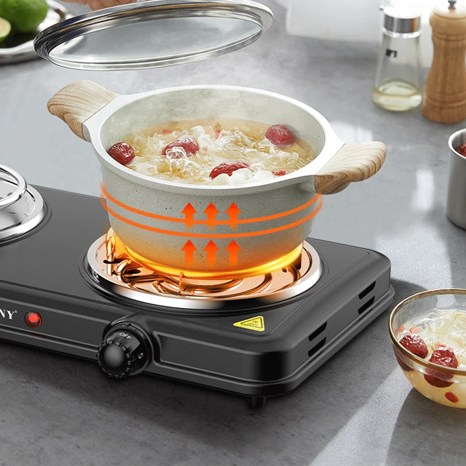 2000W Double Electric Burner Portable Dual Counter Stove