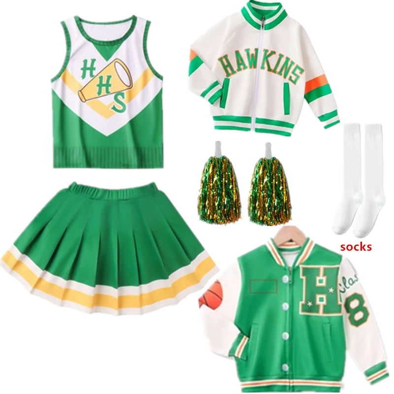 Ragazze Halloween Stranger Things 4 Chrissy Cunningham Cosplay Costume Cheerleader Hawkins High School Lucas Sinclair Jacket Dress