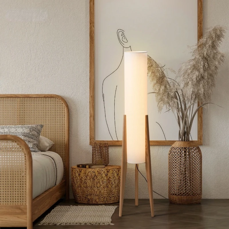 

Modern Floor Lamp Wood Zen Style Black Lights Decor Home Bedroom Living Room Sofa Lamps Stand