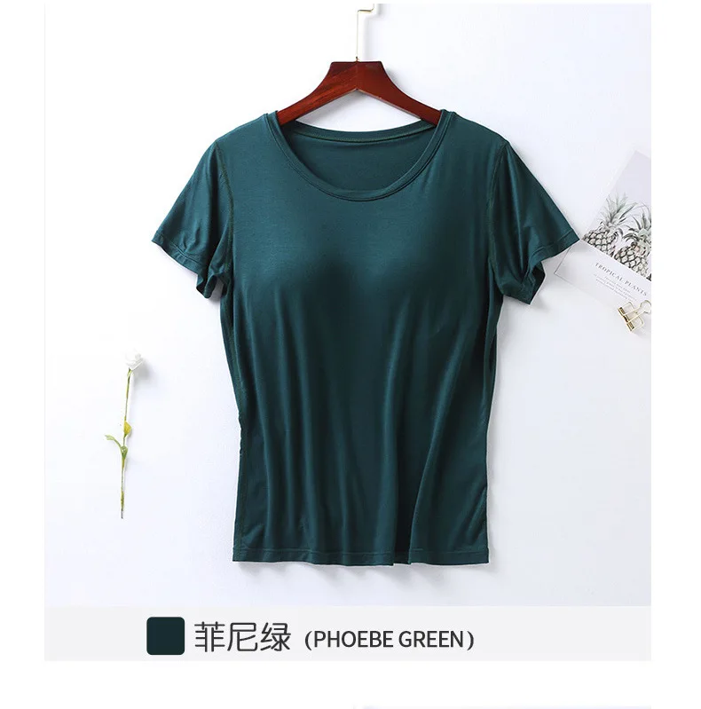 M-4XL Modal Comfortable Sleep Shirts For Women Short Sleeve One Piece Pajamas Tops Chest Pad Summer Nightwear Home T-shirt