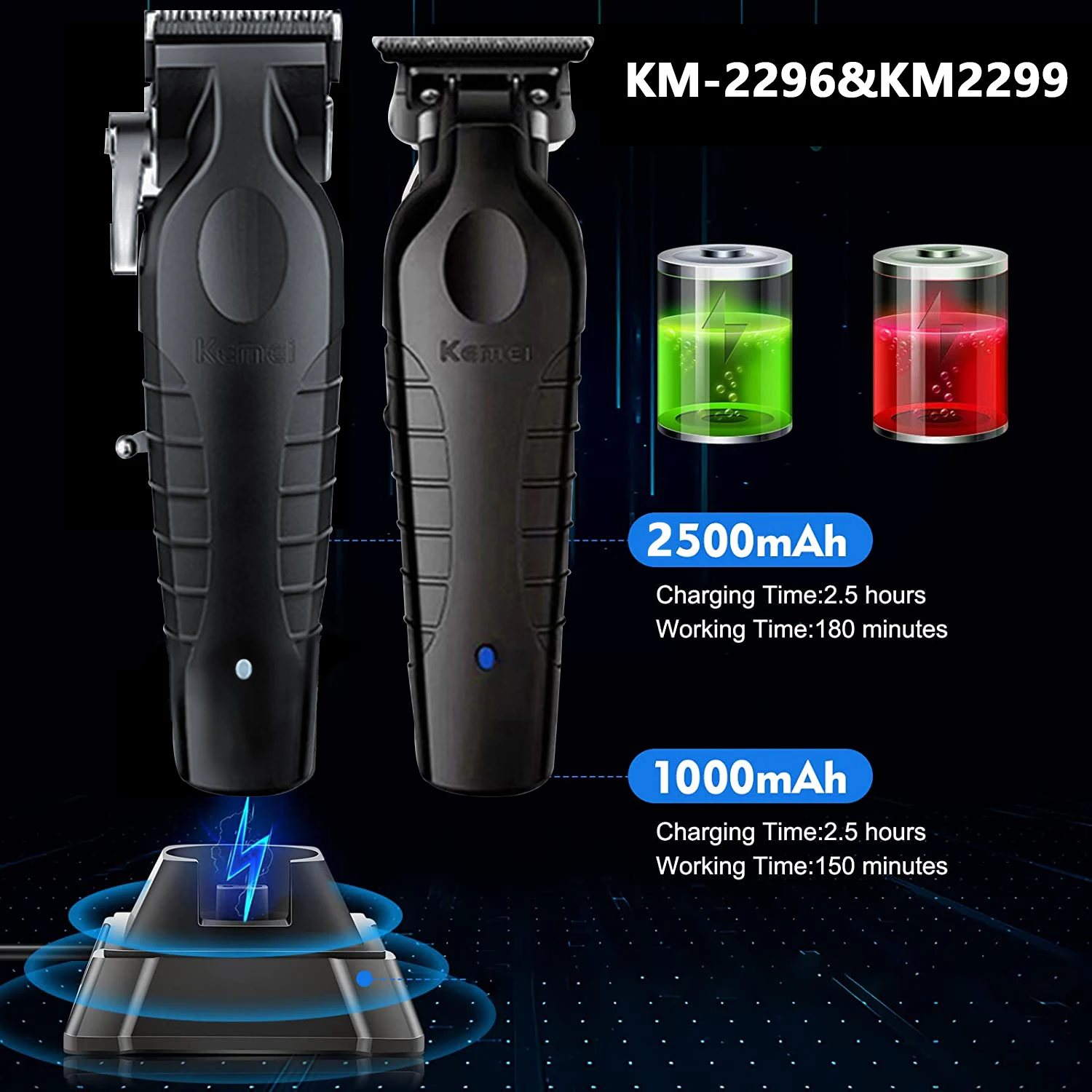 Kemei KM-2296 KM-2299 KM-1102 Kit tagliacapelli professionale rasoio elettrico macchina per tagliare i capelli maschili macchina per tagliare i capelli da uomo