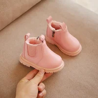 Baby Boots 2024 Winter Infant Warm Fur Shoes Newborn First Walkers Toddler Little Boys Girls Ankle Leather Boots Pink, Black 3