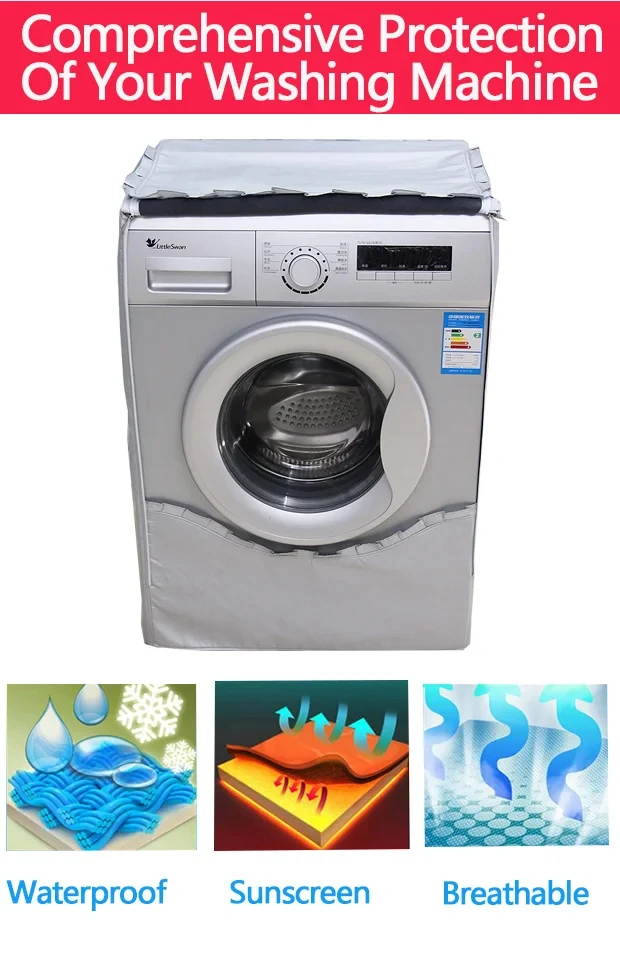 Washing Machine Cover for Cabinet, Outdoor Front Load Mat, Waterproof Elastic Band Sink, Vertical Drainage Dryer, Dust Cover