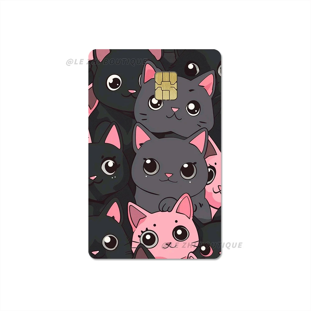 Süße coole Cartoon-Tiere Kreditkarte Haut Film Cover Aufkleber schwarze Katze PVC DIY wasserdichte Bankkarte Bus Metro Aufkleber Geschenk – Detail 4