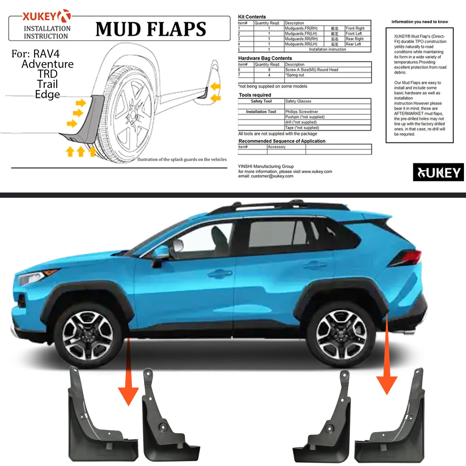 4X For Toyota RAV4 XA50 Adventure TRD EDGE TRAIL 2019 - 2025 Mud Flaps ...