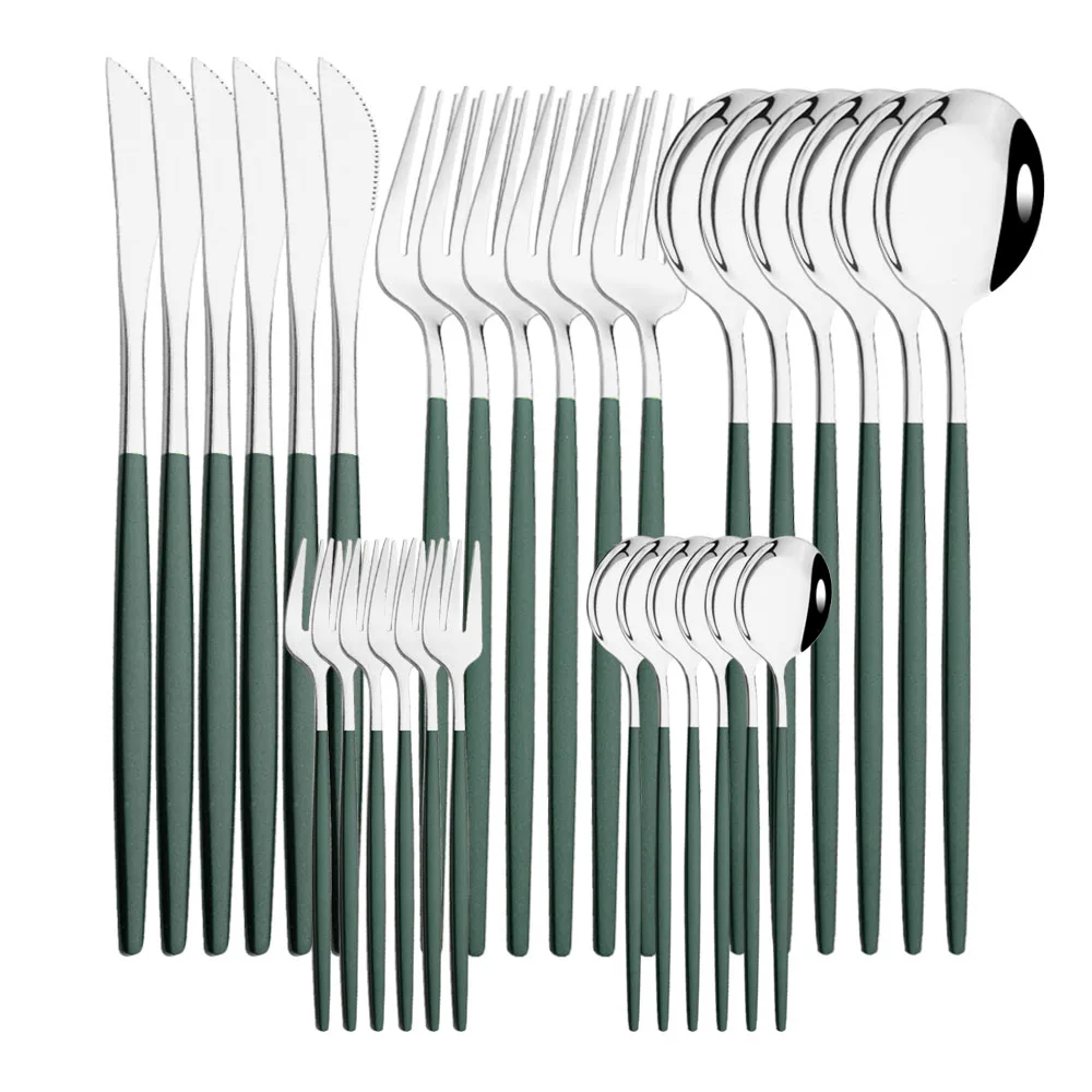 30Pcs Green Silver