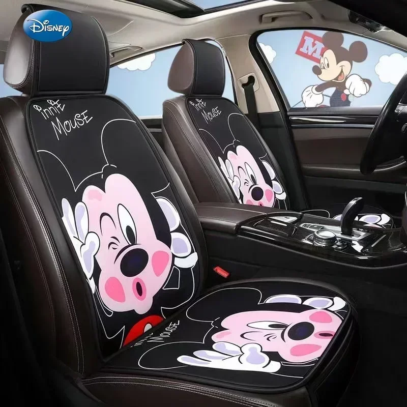 Disney Cartoon Stitch Car Cushion Winter Warm Four Seasons Five Seats Universal Cute Lady Fabric Seat Cover  car accessories