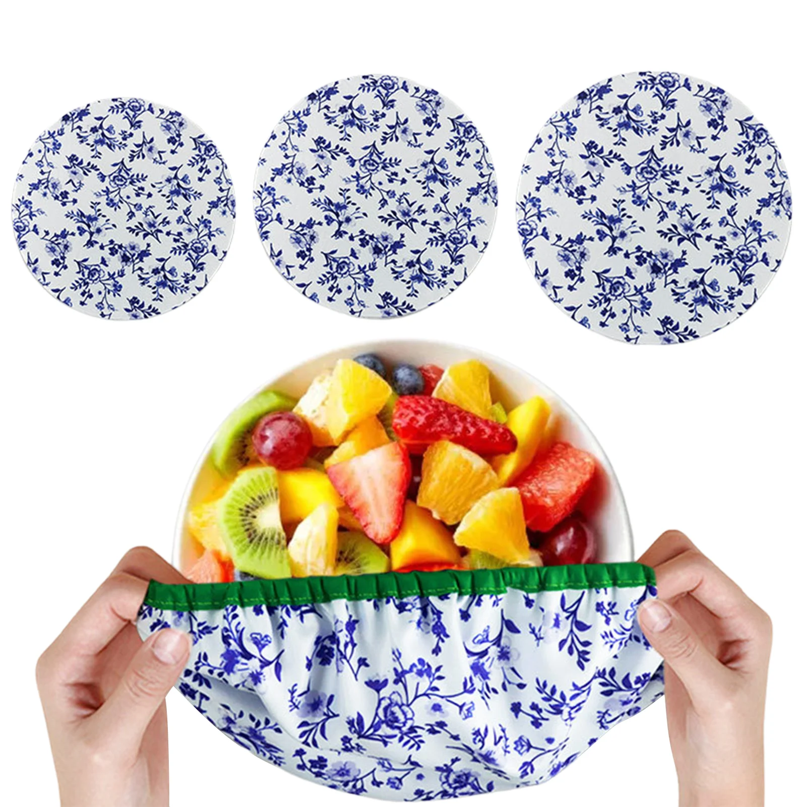 

3pcs Reusable Bowl Covers Elastic Washable Bowl Covers Kitchen Essential Cotton Fabric Elastic Food Storage Cover Set Kitchen