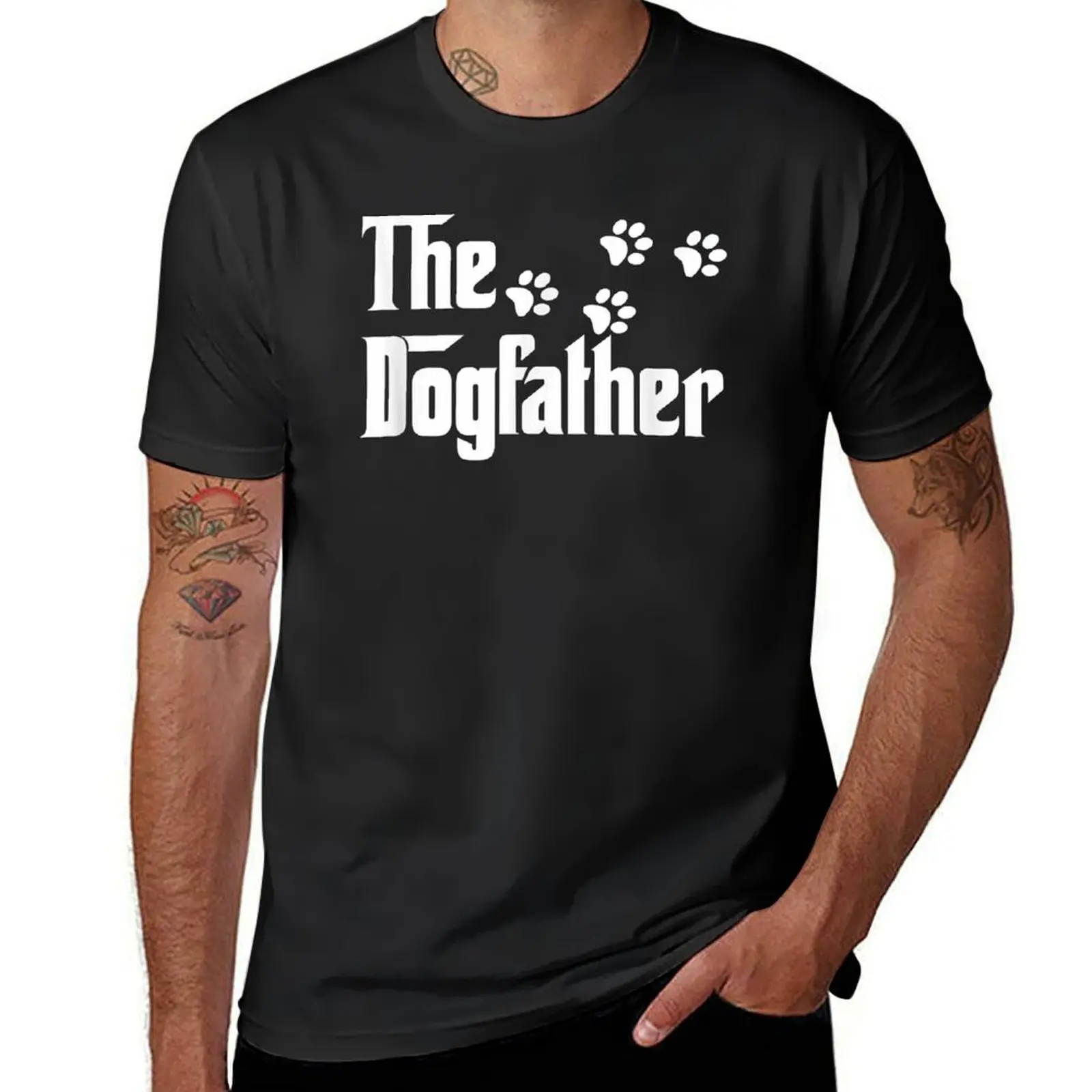 The Dogfather T Shirt Dad Fathers Day Gift Dog Lover T-Shirt summer top vintage clothes customs plain white t shirts men