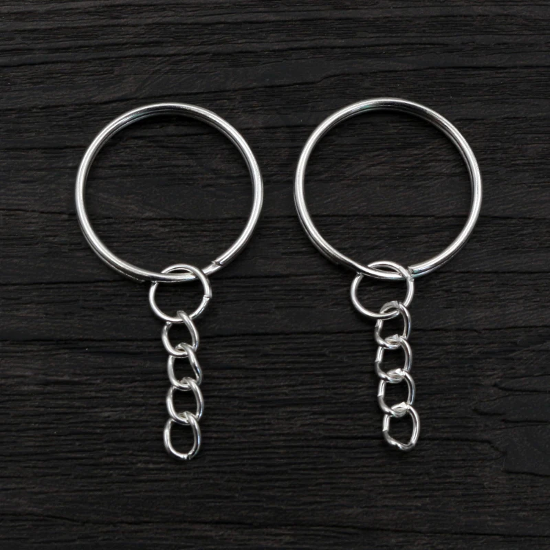 Set of 20 Stylish Gold & Silver Plated Keychains with 25mm Rings