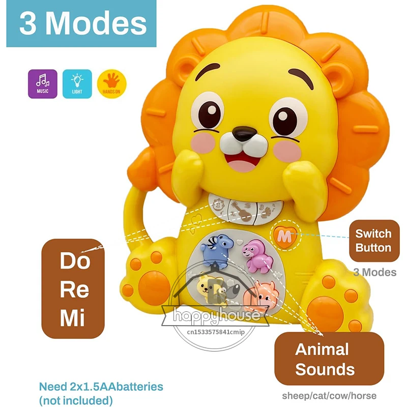 Musical Toys for Toddlers Kora Elephant Lion Baby Piano Light Up Musical Toys Baby Girl Toys Toddler Early Education Baby Toys 3