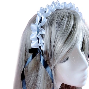 A2ES Headband Elegant Bowknot Shaped Hairhoop with Pleated Lace for Cosplay