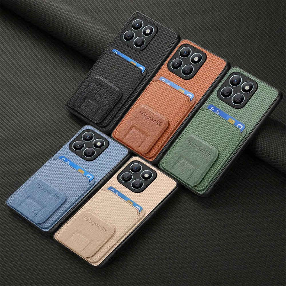 Leather Magnetic Card Holder Stand Back Cover
