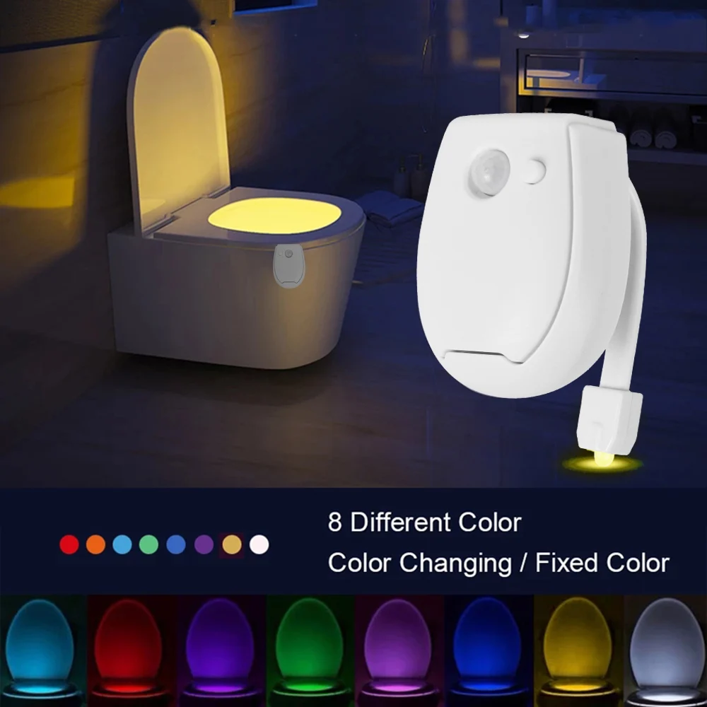 1pcs PIR Motion Sensor Toilet Seat Night Light 8 Colors Smart