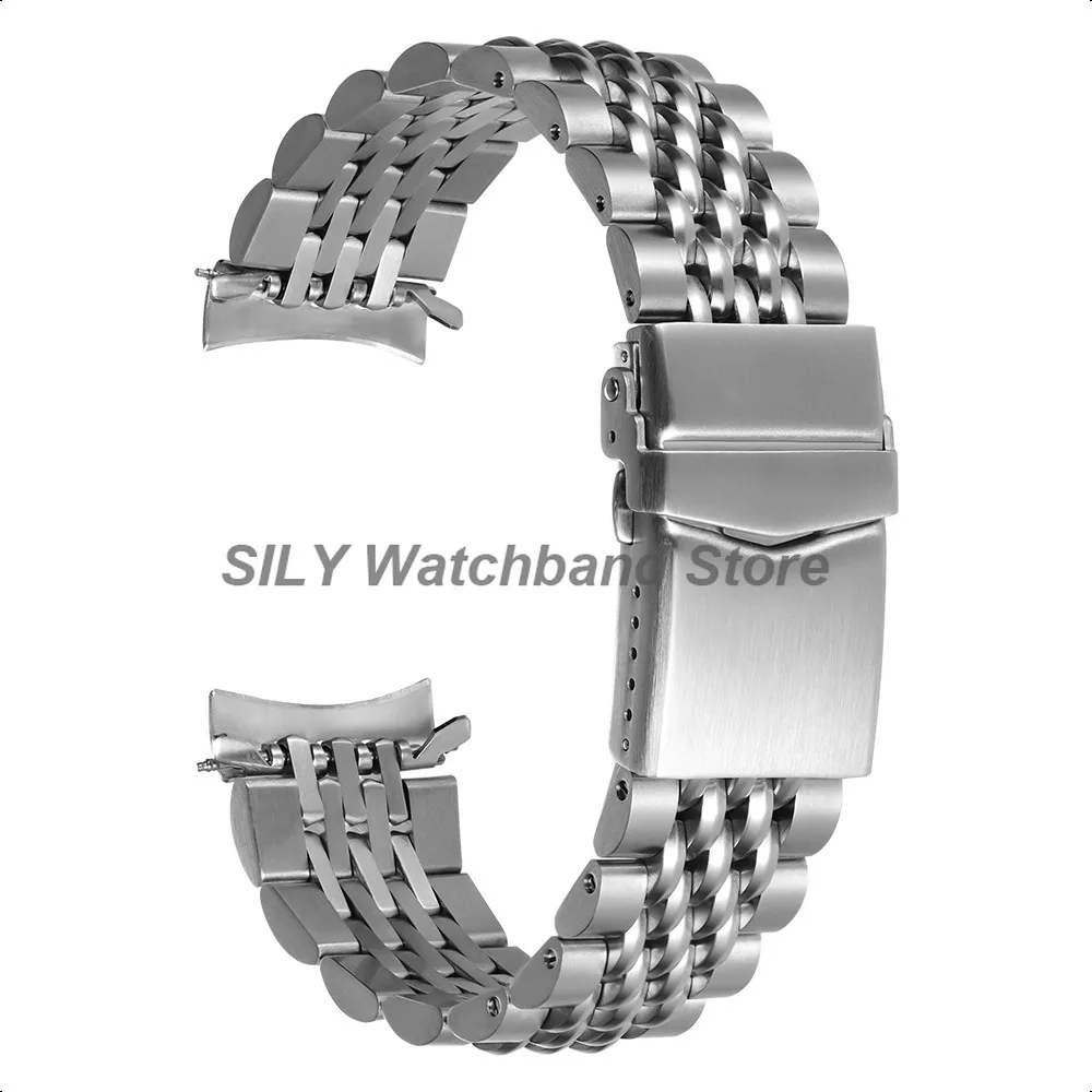 Armband mit Schraubglied, gerades/gebogenes Endarmband, 20/22 mm, Edelstahlarmband, Metallarmband für Seiko für Jubilee SKX007/009 – Detail 4