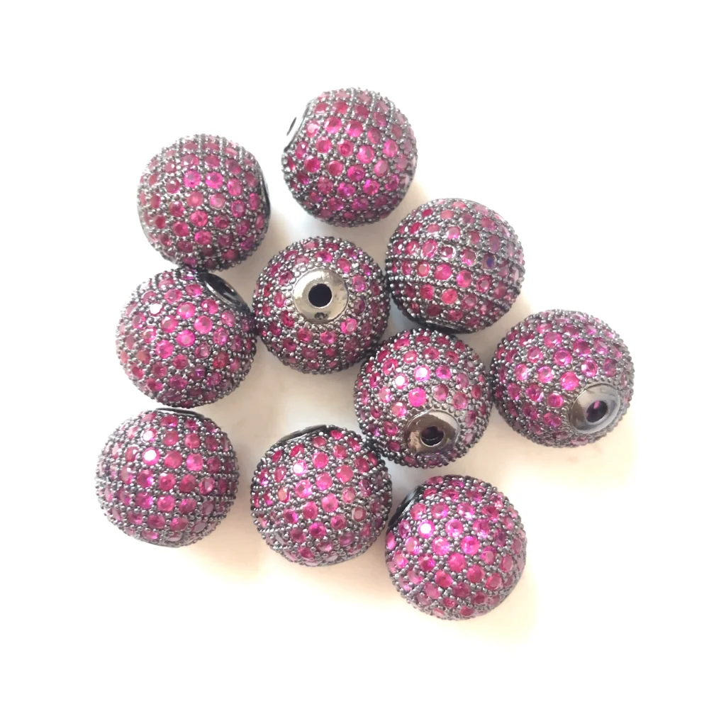 10 Stück 10 mm 12 mm Fuchsia Zirkonia Mikro gepflasterte Disco-Kugel-Abstandshalter-Perlen für Armbandherstellung, Taillenzubehör, Schmuck, DIY-Versorgung – Detail 10