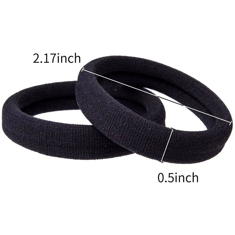 (20 Thick Black Hair Loops)-Elastic Hair Band, No Crease, Elastic Large Cotton Elastic, No Trace Ponytail Holder