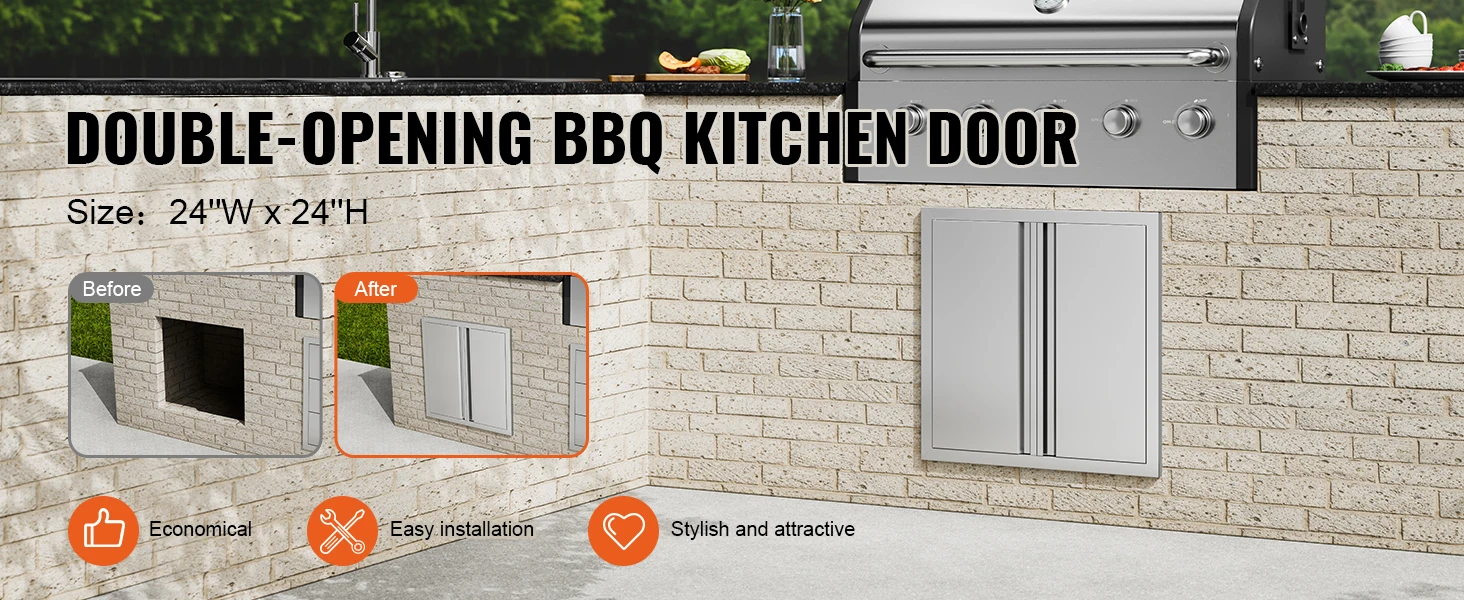 BBQ-Zugangstür in einem Außenkabinett installiert