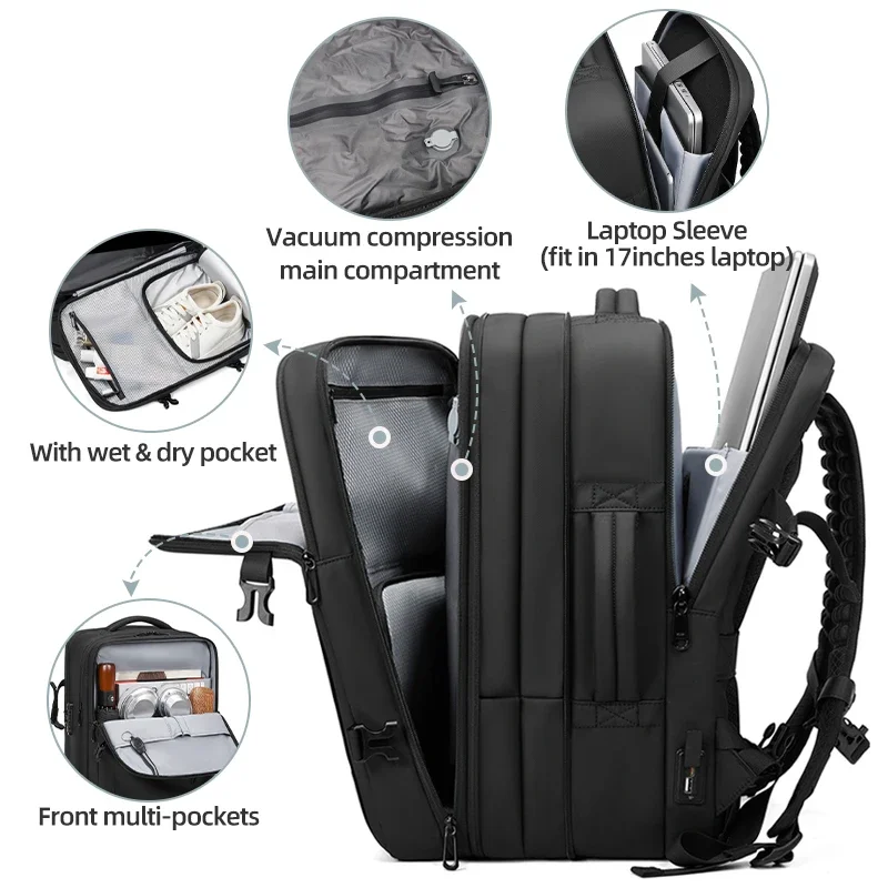 Travel Men Backpack 17 inch vacuum compression Laptop