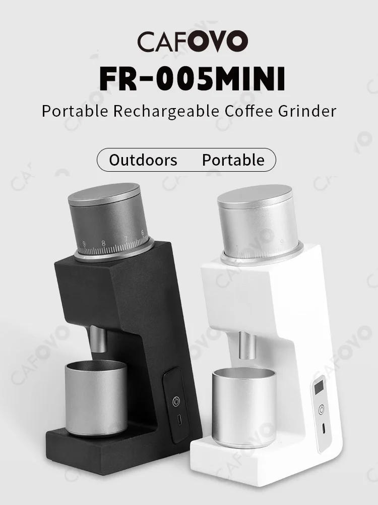 CAFOVO FR-005mini Electric Coffee Grinder 160RPM 304 Steel 38mm Conical Burrs Portable Outdoor Rechargeable Coffee Mill