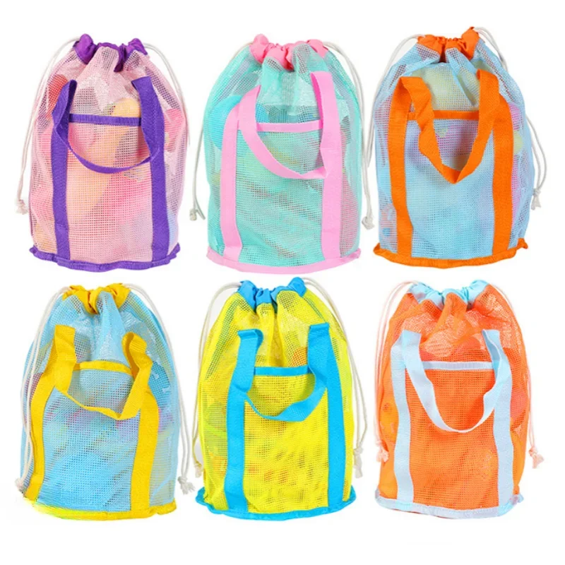 Mesh Swimming Bag For Children Portable Beach Bag Foldable Beach Toys Basket Storage Kids Outdoor Children Swimming Dry Sack