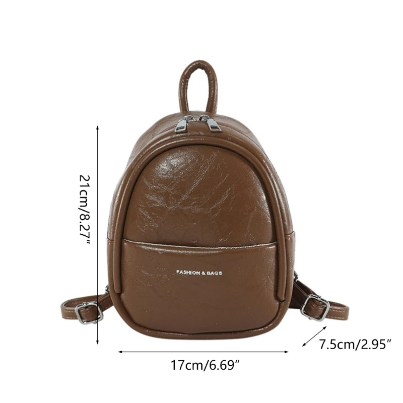 PU Leather Backpack Fashion Double Strap Shoulder Bag for Girl Women Mini Pack Adjustable Belt Vintage Small Rucksack