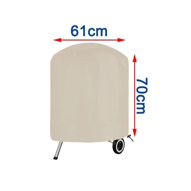 Beige Round BBQ Grill Cover,0utdoor Oven Hood,Barbecue Dust Hood,Waterproof and rainproof Protection BBQ Cover,210D Oxford Cloth 5