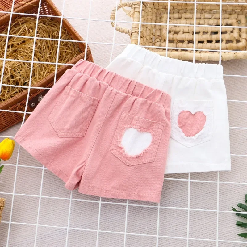 2025 New Summer Kids Wears Pink Children Shorts Baby Cotton Pants Girls Pant Cartoon Children Casual Pants 3-6 Years 2