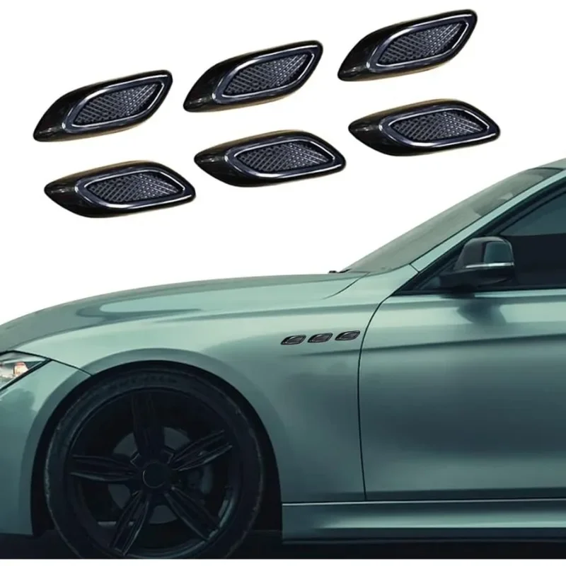 Car Fender Trim Decorative Intake Universal Auto Air Flow Bumper Side Vent Decal 2/6pcs