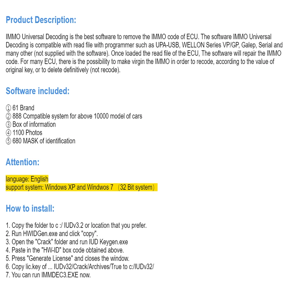 IMMO Universal Decoding 3.2 IMMO Service Tool V1.2 Car Diagnostic Software EcuVonix 3.2 Unlimited Crack