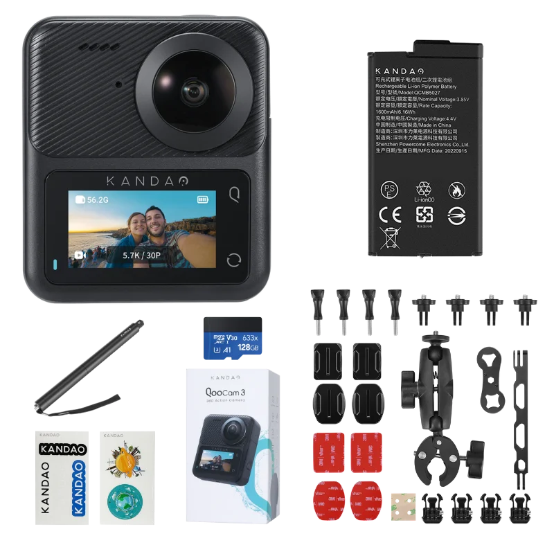 KanDao QooCam3 panoramic action camera 5.7K HD anti-shake waterproof Vlog skiing diving outdoor motorcycle riding action camera
