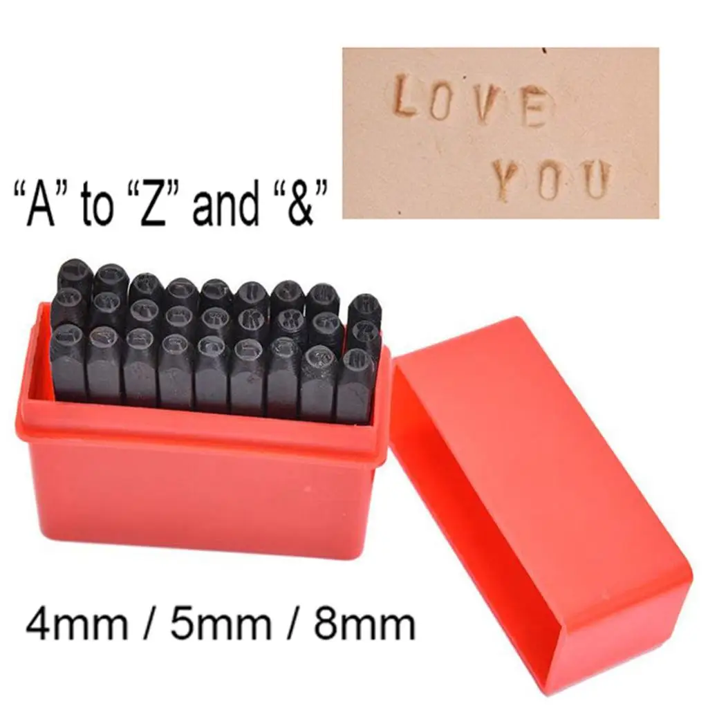 27-Piece LETTER with '&' Metal Stamp Punch set Tool Marker 4mm 5mm 8mm Options