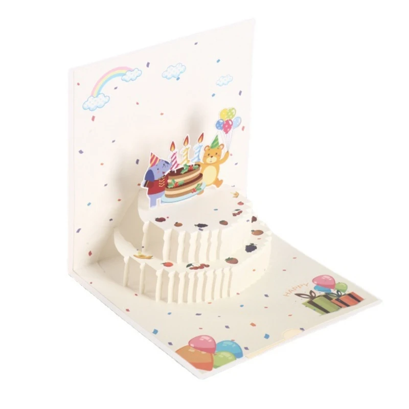 

3D Cake Birthday Greeting Card Foldable Greeting Card Festival Holiday