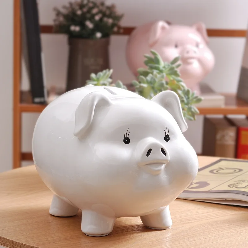 

Piggy bank children undesirable web celebrity creative trill girl ceramic pig piggy bank paper COINS and large capacity