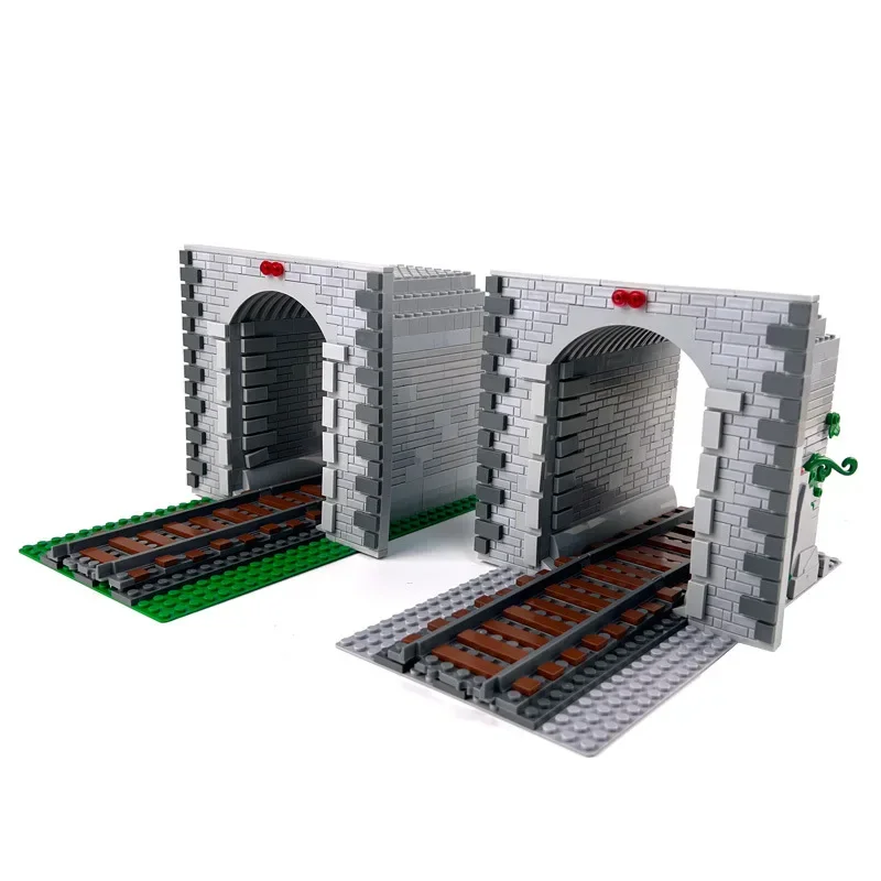 

Building blocks MOC Street View Building Train Cave City Train track perimeter decoration DIY built-up model