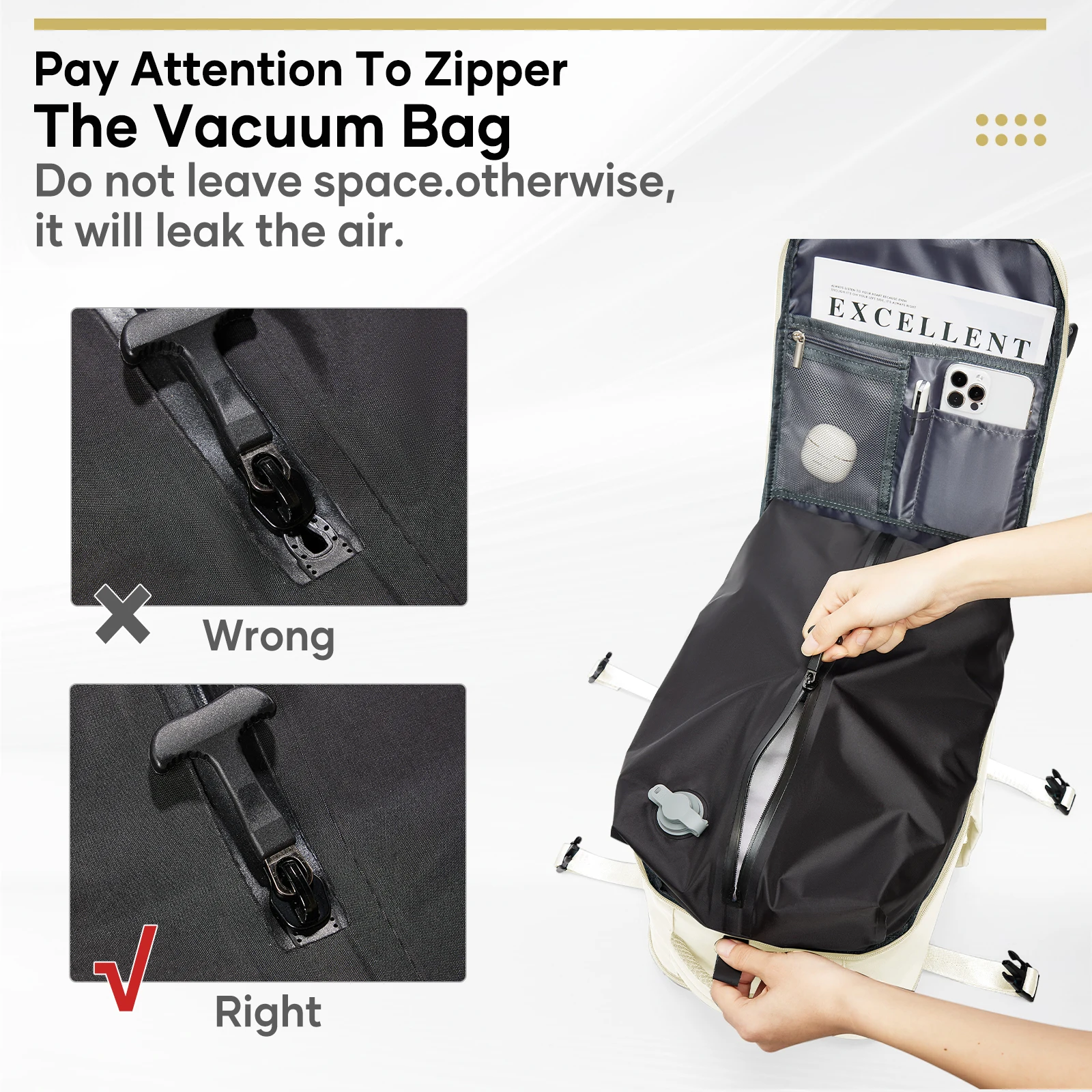 Backpack Ryanair 40x20x25, Vacuum Compression Backpack, Hiking Vacuum Travel Backpack for Men Women, Multi-Functional Laptop Bag