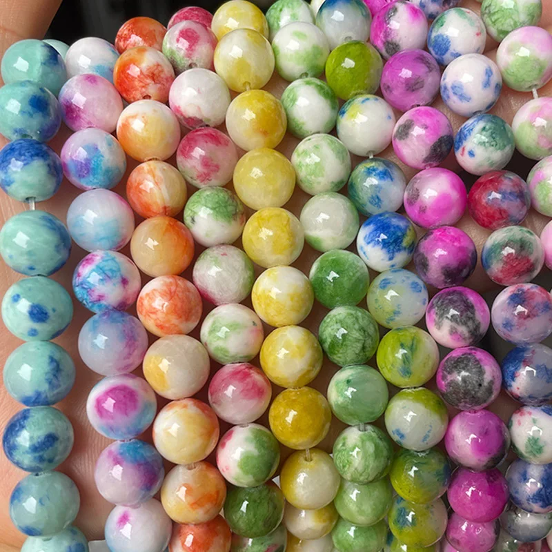 Round Colorful 6mm 8mm 10mm 12mm Natural Stone Loose Beads For Jewelry Making DIY Crafts Bracelet Findings